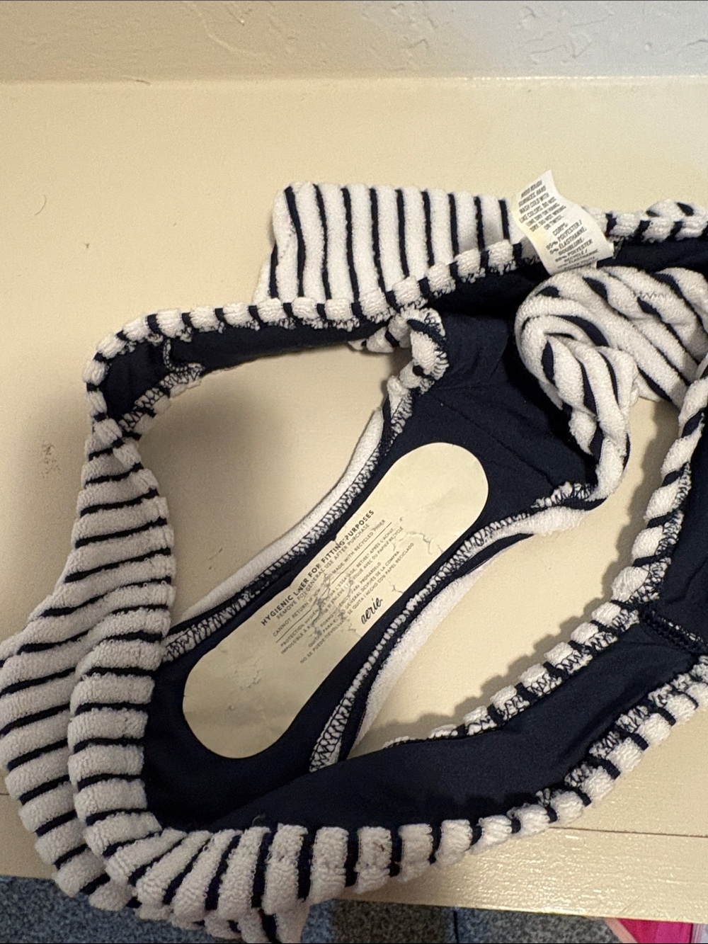 aerie Navy & White Vertical Stripe Bikini Bottom - Picture 5 of 5